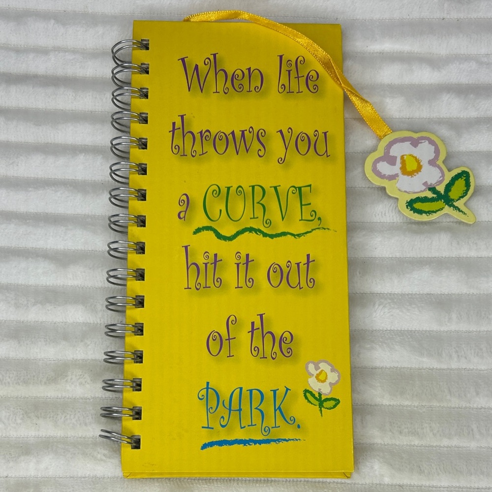 Yellow Spiral Notebook / Journal with Inspirational Quote Flower Bookmark